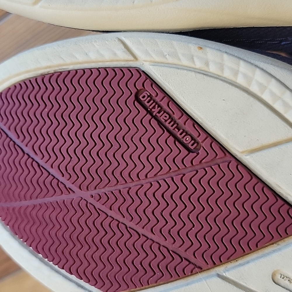 CROCS Navy Canvas Slip-On Shoes with Red/Burgundy Insole - Picture 8 of 9